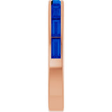 14K Gold Natural Blue Sapphire Straight Baguette Stackable Ring - Rose Gold - view 4