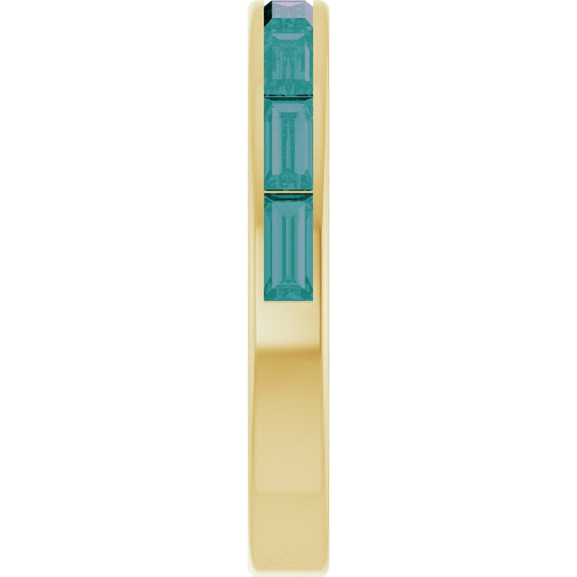14K Gold Lab-Grown Alexandrite Straight Baguette Stackable Ring - Yellow Gold - view 4