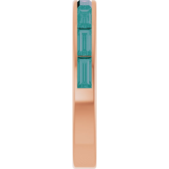 14K Gold Lab-Grown Alexandrite Straight Baguette Stackable Ring - Rose Gold - view 4