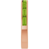 14K Gold Natural Peridot Straight Baguette Stackable Ring - Rose Gold - view 4