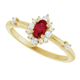 14K Gold Oval Natural Ruby Halo-Style Ring - Yellow Gold - view 15