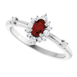 14K Gold Oval Natural Mozambique Garnet Halo-Style Ring - White Gold - view 15