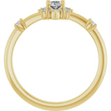 14K Gold Oval Natural White Sapphire Halo-Style Ring - Yellow Gold - view 12