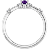 Platinum Oval Natural Amethyst Halo-Style Ring - view 12