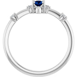 14K Gold Oval Lab-Grown Blue Sapphire Halo-Style Ring - White Gold - view 12