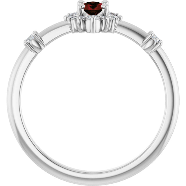Platinum Oval Natural Mozambique Garnet Halo-Style Ring - view 12