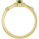 14K Gold Oval Natural Peridot Halo-Style Ring - Yellow Gold - view 12