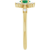 14K Gold Oval Lab-Grown Emerald Halo-Style Ring - Yellow Gold - view 14