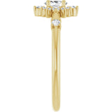 14K Gold Oval Natural White Sapphire Halo-Style Ring - Yellow Gold - view 14