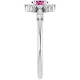 14K Gold Oval Natural Pink Tourmaline Halo-Style Ring - White Gold - view 14