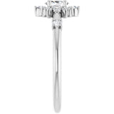 14K Gold Oval Natural White Sapphire Halo-Style Ring - White Gold - view 14