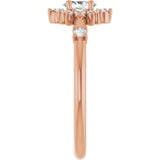 14K Gold Oval Natural White Sapphire Halo-Style Ring - Rose Gold - view 14