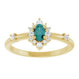 14K Gold Oval Lab-Grown Alexandrite Halo-Style Ring - Yellow Gold - view 13