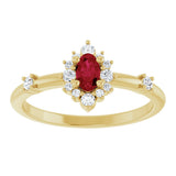 14K Gold Oval Lab-Grown Ruby Halo-Style Ring - Yellow Gold - view 13
