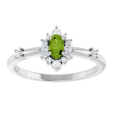 14K Gold Oval Natural Peridot Halo-Style Ring - White Gold - view 13
