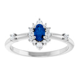 14K Gold Oval Lab-Grown Blue Sapphire Halo-Style Ring - White Gold - view 13