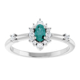 Platinum Oval Lab-Grown Alexandrite Halo-Style Ring - view 13