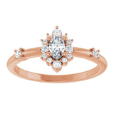 14K Gold Oval Natural White Sapphire Halo-Style Ring - Rose Gold - view 13