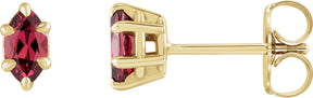 Platinum Natural Rhodolite Garnet Marquise 6-Prong Claw Stud Earrings