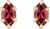 Platinum Natural Rhodolite Garnet Marquise 6-Prong Claw Stud Earrings - view 2