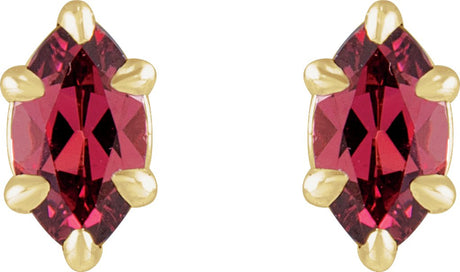 Platinum Natural Rhodolite Garnet Marquise 6-Prong Claw Stud Earrings - view 2