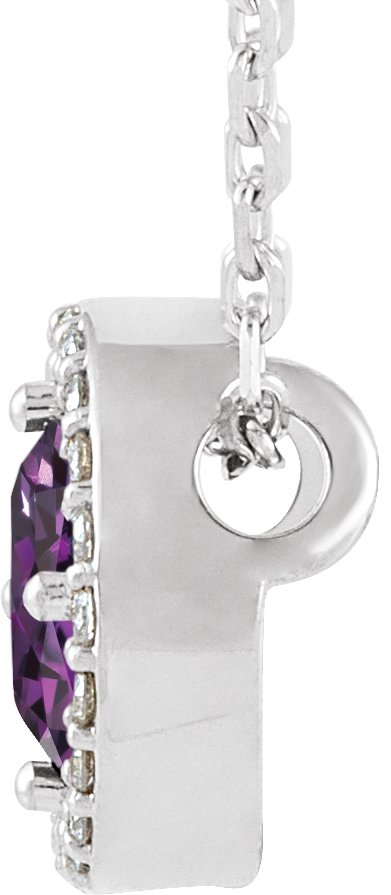 Platinum Round Lab-Grown Alexandrite Halo-Style Necklace or Pendant - view 6