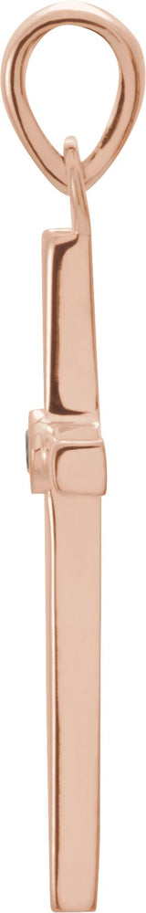 14K Gold Round Natural Amethyst Cross Pendant - Rose Gold - view 4