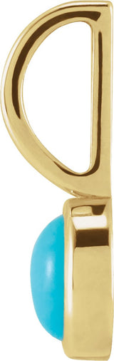 14K Gold Round Natural Turquoise Cabochon Pendant - Yellow Gold - view 4