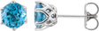 14K Gold Natural Swiss Blue Topaz Round 6-Prong Crown Stud Earrings - White Gold