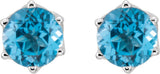 14K Gold Natural Swiss Blue Topaz Round 6-Prong Crown Stud Earrings - White Gold - view 2