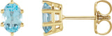 14K Gold Natural Sky Blue Topaz Oval 6-Prong Stud Earrings - Yellow Gold