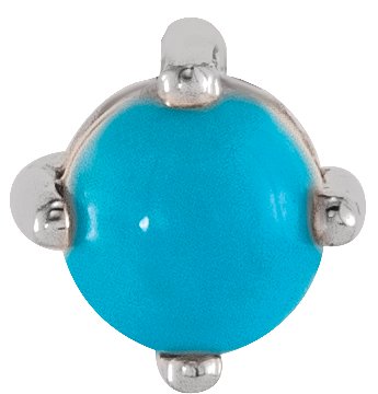 14K Gold Natural Turquoise Round 4-Prong Cabochon Pendant - White Gold