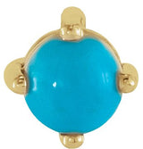 14K Gold Natural Turquoise Round 4-Prong Cabochon Pendant - Yellow Gold