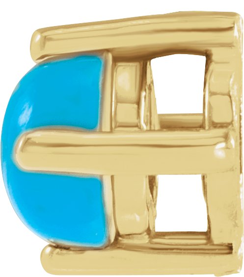 14K Gold Natural Turquoise Round 4-Prong Cabochon Pendant - Yellow Gold - view 2