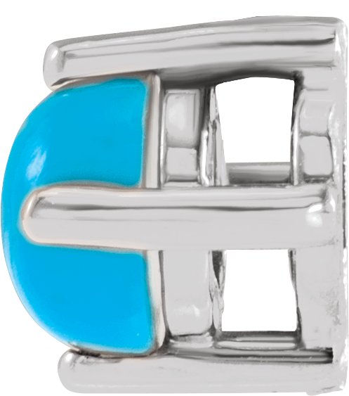 Platinum Natural Turquoise Round 4-Prong Cabochon Pendant - view 2