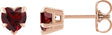 14K Gold Natural Mozambique Garnet Heart 5-Prong Claw V-End Stud Earrings - Rose Gold