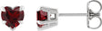 Platinum Natural Mozambique Garnet Heart 5-Prong Claw V-End Stud Earrings