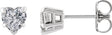 Platinum Natural White Sapphire Heart 5-Prong Claw V-End Stud Earrings