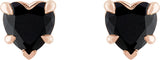 14K Gold Natural Black Onyx Heart 5-Prong Claw V-End Stud Earrings - Rose Gold - view 2