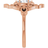 14K Gold Marquise Lab-Grown Moissanite Vintage-Inspired Ring - Rose Gold - view 4