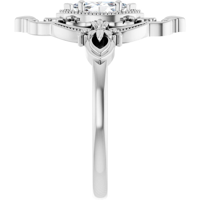 Platinum Marquise Lab-Grown Moissanite Vintage-Inspired Ring - view 4