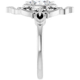 14K Gold Marquise Lab-Grown Moissanite Vintage-Inspired Ring - White Gold - view 4