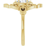 14K Gold Marquise Lab-Grown Moissanite Vintage-Inspired Ring - Yellow Gold - view 4