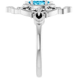 14K Gold Marquise Natural Aquamarine Vintage-Inspired Ring - White Gold - view 4