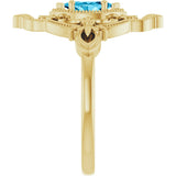 14K Gold Marquise Natural Aquamarine Vintage-Inspired Ring - Yellow Gold - view 4