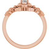 14K Gold Marquise Lab-Grown Moissanite Vintage-Inspired Ring - Rose Gold - view 2