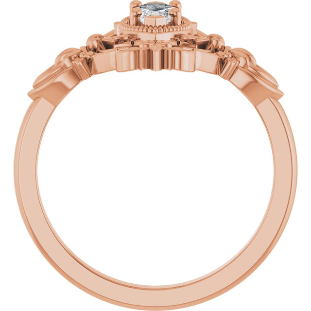 14K Gold Marquise Lab-Grown Moissanite Vintage-Inspired Ring - Rose Gold - view 2