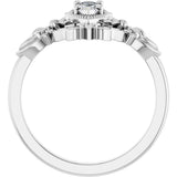 Platinum Marquise Lab-Grown Moissanite Vintage-Inspired Ring - view 2