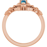 14K Gold Marquise Natural Aquamarine Vintage-Inspired Ring - Rose Gold - view 2