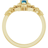 14K Gold Marquise Natural Aquamarine Vintage-Inspired Ring - Yellow Gold - view 2